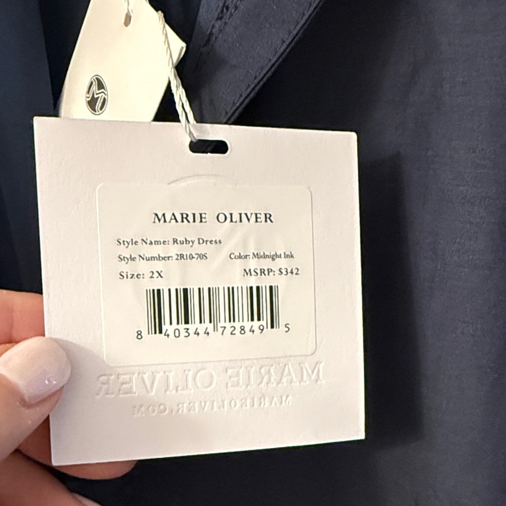 Marie Oliver Navy Blue Mini Dress with Eyelet Trim - Picture 2 of 6